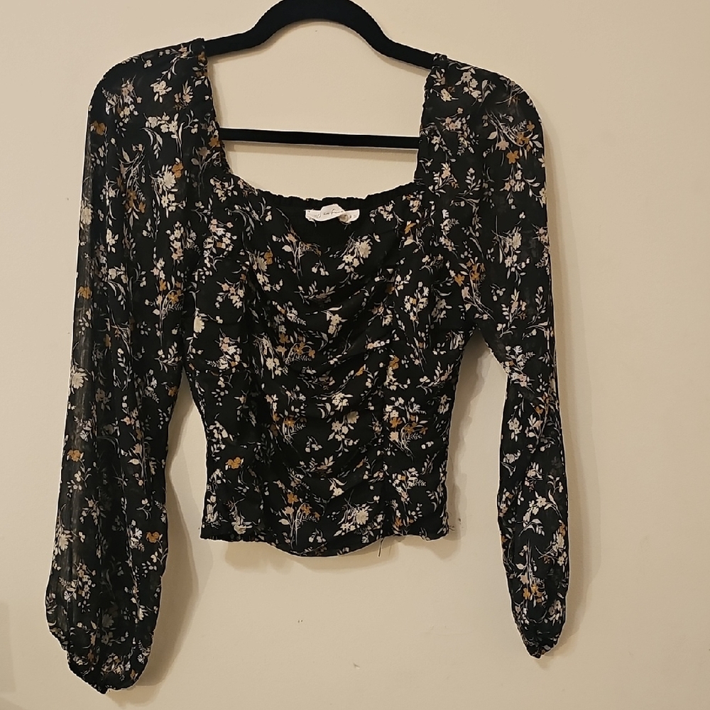 All in Favor Black Floral Blouse